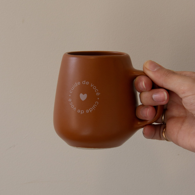 Caneca Bojuda Porcelana - Chocolate